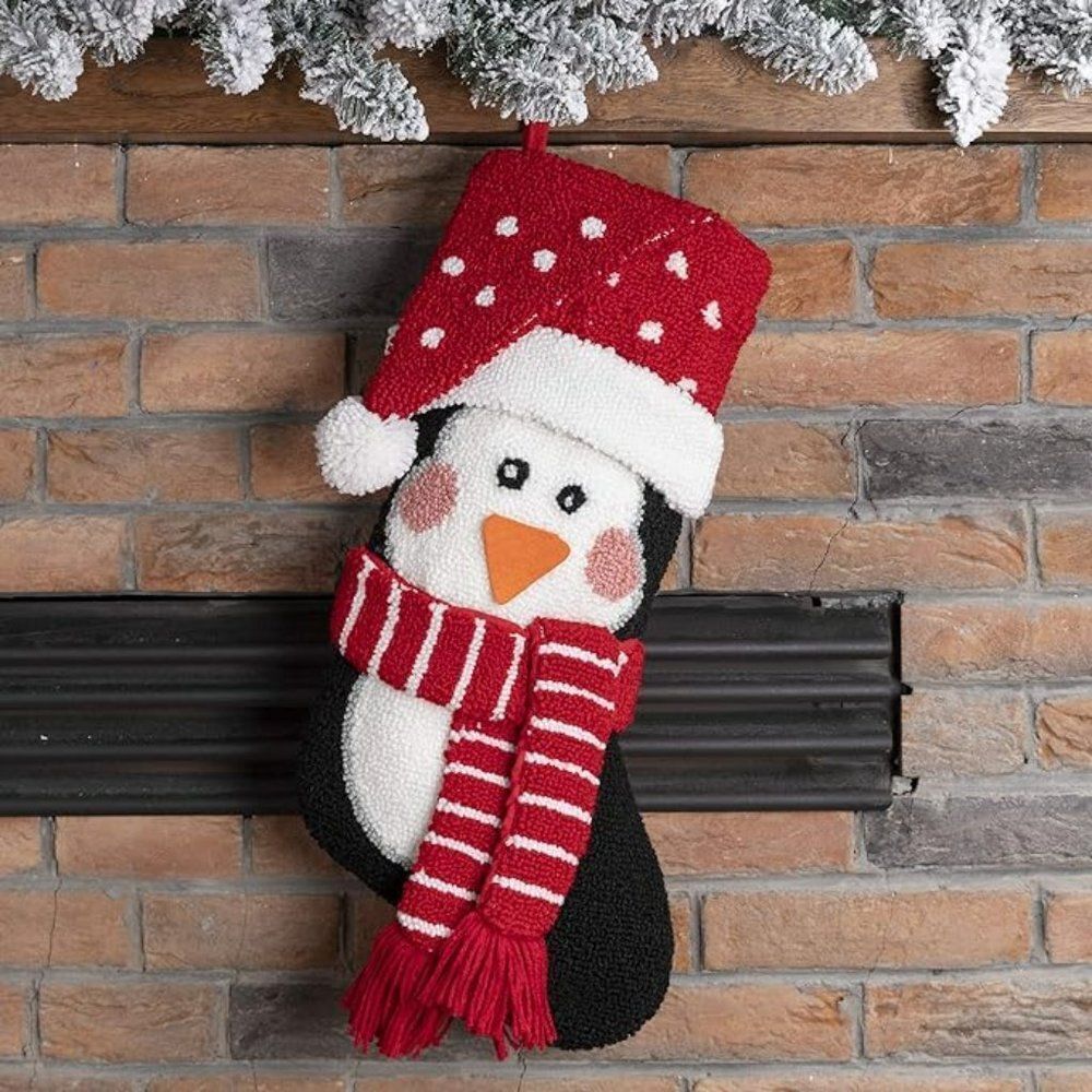 Glitzhome 19 L Hooked 3D Penguin Christmas Stocking